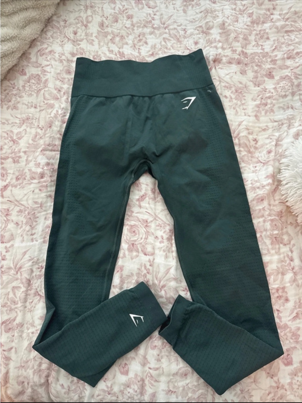 Gymshark Forest Green Seamless High-Waist Leggings with White Logo